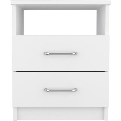 NicBex Nightstand with 2 Drawers,Modern Side Table with Metal Handles,Bedside Table for Bedroom,Living Room,White/Black/Gray