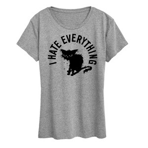 Women's - Instant Message - I Hate Everything Cat Short Sleeve Graphic T-Shirt - 1 of 4