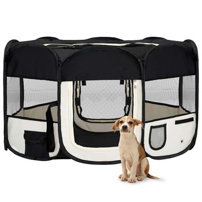VidaXL Foldable Dog Playpen with Carrying Bag Black 57.1 in.x57.1 in.x24 in.