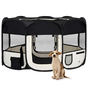 VidaXL Foldable Dog Playpen with Carrying Bag Black 57.1 in.x57.1 in.x24 in. - 1 of 4