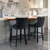 QingMoon Velvet Bar Stools Set of 2, with Button Tufted Decoration, Solid Wood Legs, for Kitchen Island Dining, Cafe, Pub - 2 of 4