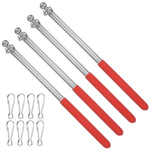 Unique Bargains Stainless Steel Extendable Portable Guide Handheld Flag Pole 4 Pcs - 1 of 4