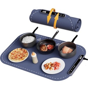 Magic Mill Electric Food Warming Mat, 3 Temp Levels, Fast Heat, Rollable Silicone, Non-Slip, 24"x16" Blue - 1 of 4