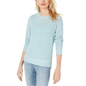 I.N.C International Concepts Womens Open Knit Pullover Sweater, Blue, Large - 1 of 1