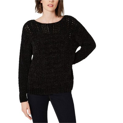 I.N.C International Concepts Womens Chenille Pullover Sweater, Black, Medium