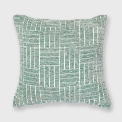 24"x24" Oversized Staggered Striped Chenille Woven Jacquard Square Throw Pillow Surf Blue - freshmint