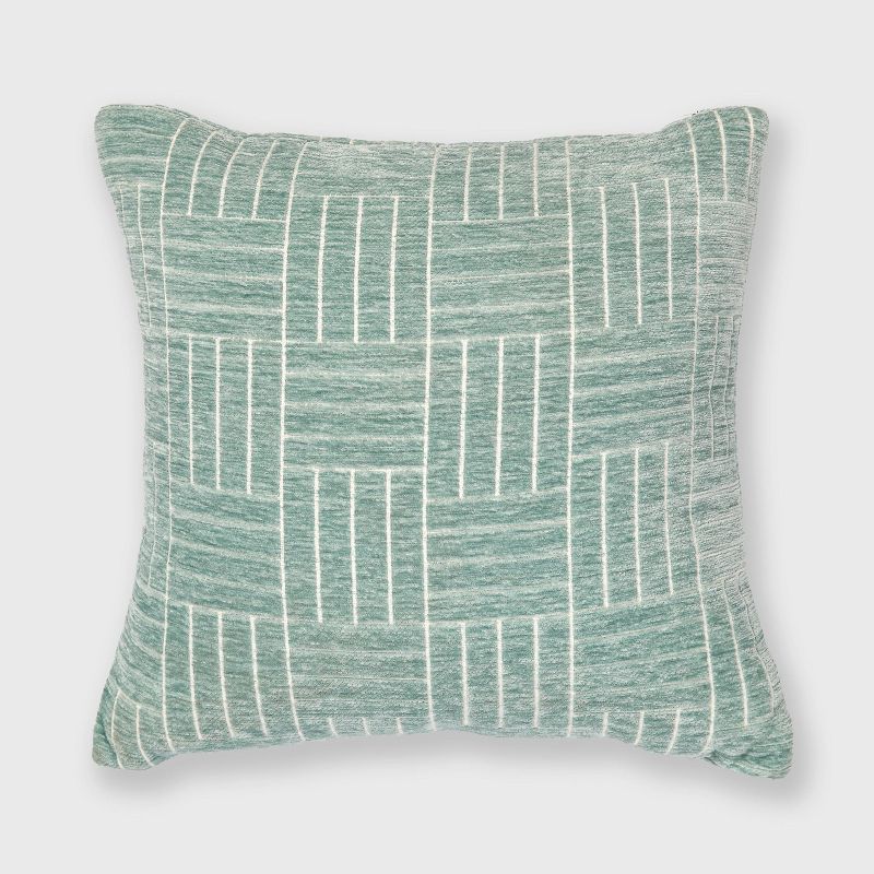 Staggered Striped Chenille Woven Jacquard Square Throw Pillow - freshmint, 1 of 7