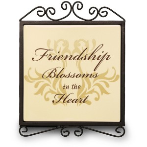 Pavilion Gift Company - Friendship - 5" x 6.5" Plaque with Metal Scroll - Wall Sign Panels - 1 of 4