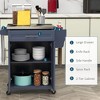 Kitchen Island with Wheels, Rolling Kitchen Island with Storage, Stainless Steel Countertop for Dining Room, Deep Blue - 4 of 4
