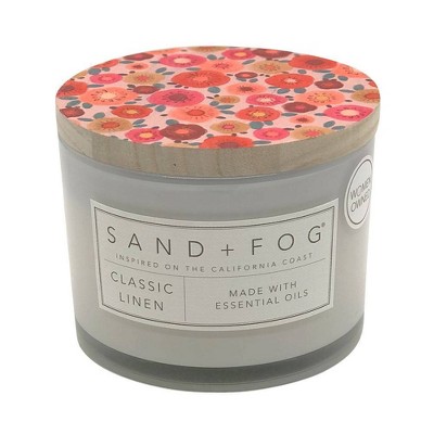 12oz Glass 2-Wick Classic Linen Candle White - Sand + Fog