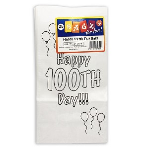 Hygloss® Happy 100th Day Paper Bags, 5" x 3" x 9.75", Pack of 25 - 1 of 1