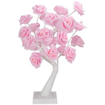 Northlight 17" LED Lighted Pink Rose Flower Tabletop Tree