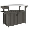 Outsunny Outdoor Bar Cart with Storage, Stainless Steel Top, HDPE Outdoor Kitchen Cart on Wheels, Outdoor Bar Table Beverage Food Prep Station - 4 of 4