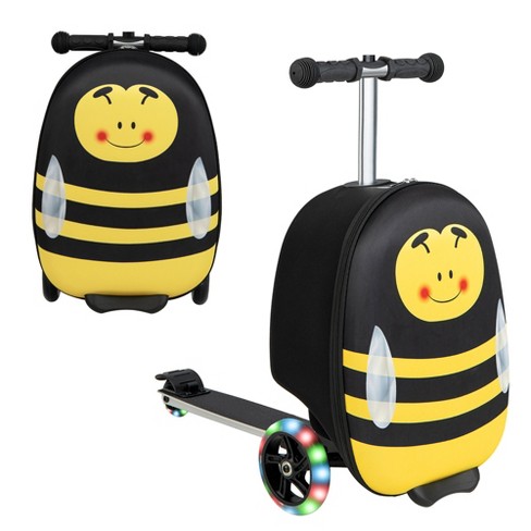 2-in-1 Kids Scooter Suitcase Skateboard Luggage w/ PU Wheels & Cartoon  Patterns