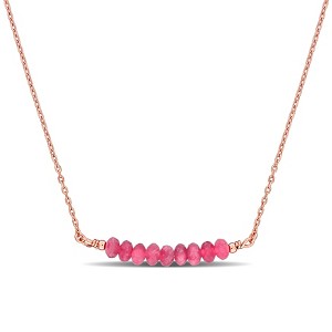 EVERLY JEWELRY | Rose Plated Sterling Silver 3/4ct TGW Pink Tourmaline Bead Bar Necklace, 16.5 inc + 2 inc - 1 of 4