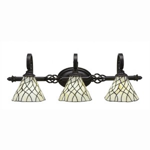Toltec Lighting Elegante 3 - Light Vanity in  Dark Granite with 7" Sandhill Art Glass Shade - 1 of 1