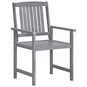 vidaXL Outdoor Patio Chairs Set of 4 - Solid Acacia Wood - Gray - Weather Resistant - Easy to Clean - Suitable for Garden, Balcony, Deck or Sunroom - 1 of 4