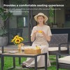 4-Piece Outdoor Patio Rattan Conversation Sofa Set with Acacia Wood Coffee Table and 2 Armchairs - 3 of 4