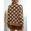 Coolmee Women Floral Cardigan Sweater Open Front Long Sleeve Button Down Knit Sweater Vintage Outerwear - 3 of 4