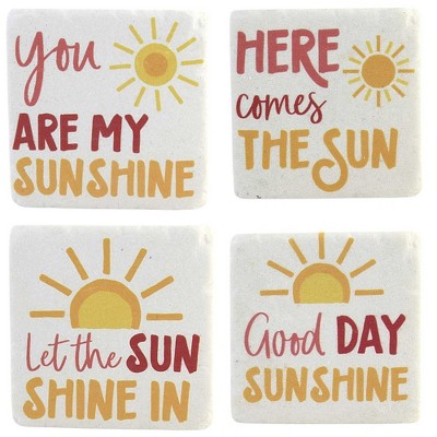 4.0 Inch Sunshine Text Coaster Set/4 Everyday Coasters