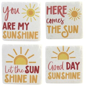 4.0 Inch Sunshine Text Coaster Set/4 Everyday Coasters - 1 of 4