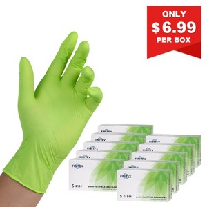 FINITEX Green Nitrile Gloves - 100, 300 & 1000 PCS 3.2 Mil Powder-Free Gloves Cleaning Medical Exam Food Gloves - 1 of 4