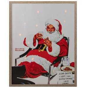 Northlight 19" Lighted Norman Rockwell 'Santa Eating Milk and Cookies' Christmas Wall Art - 1 of 4