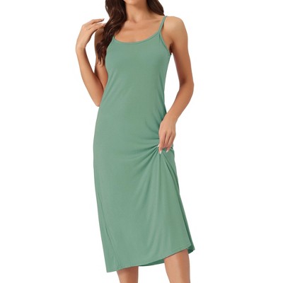cheibear Women's Sleeveless Spaghetti Strap Midi Cami Tank Sleepdress