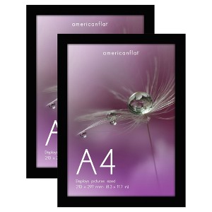Americanflat A4 Picture Frame - Set of 2 Black 8.3x11.7 Frame with Engineered Wood and Shatter-Resistant Glass for Tabletop and Wall Display - 1 of 4
