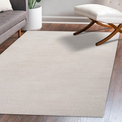 Ivory Low-Pile Synthetic Reversible Area Rug, 8 x 10