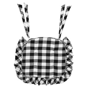 Annie Buffalo Check Black Ruffled Chair Pad 16.5x18 - 1 of 4