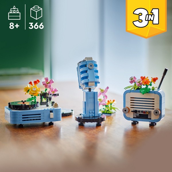 LEGO Creator 3 en 1 Tocadiscos con Flores, 3 Opciones de Construcción, Tocadiscos, Radio o Micrófono 31172 2