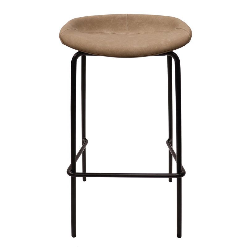 LeisureMod Servos Modern Barstool in Upholstered Faux Leather and Black Iron Frame, 5 of 10