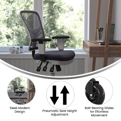 Gray Mesh Swivel Task Chair with Adjustable Arms