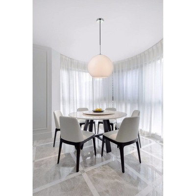 Elegant Chrome Pendant Light with Frosted White Glass Globe Shade