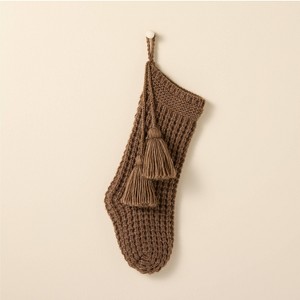 20" Waffle Knit Stocking Brown - Hearth & Hand™ with Magnolia - 1 of 3