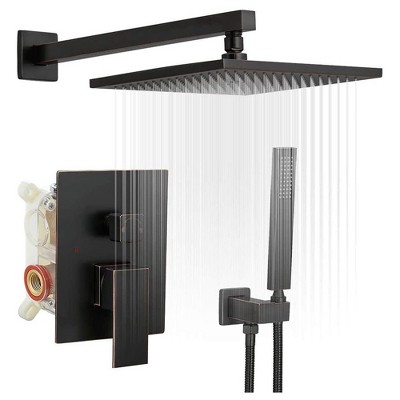 2-Handle 2-Spray 12 in. Square High Pressure Shower Faucet in Polished Chrome (Valve Included)