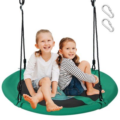Infans 40" Saucer Tree Swing w/ Adjustable Hanging Ropes for Backyard or Outdoor Green