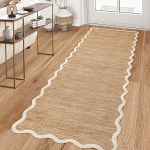 Washable Area Rug Modern Scalloped Rugs for Living Room Bedroom Soft Thin Non Slip Non Shedding Indoor Floor Carpet - 1 of 4