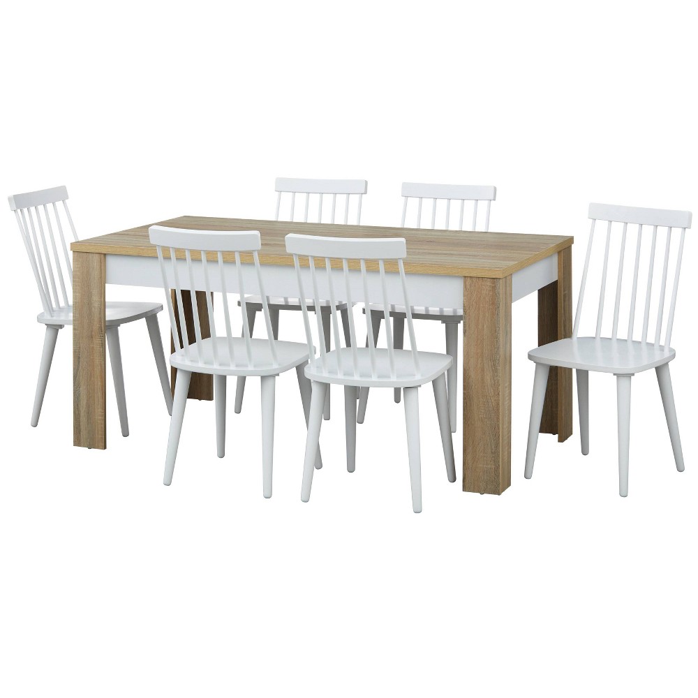 Photos - Dining Table 7pc Ericson Modern Dining Set Natural/White - Buylateral