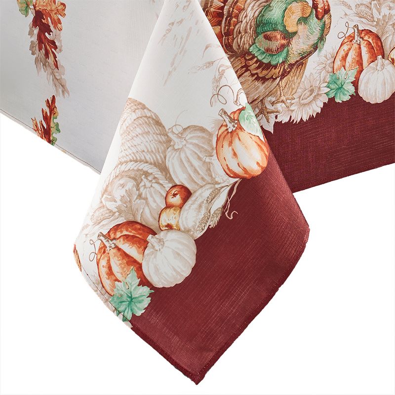 Holiday Turkey Bordered Fall Tablecloth - White/Red - Elrene Home Fashions, 1 of 4