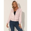 INSPIRE CHIC Women's Casual Zipper Front Satin Lightweight Bomber Jacket - 2 of 4