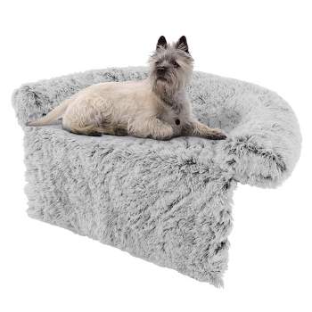 Costway Plush Calming Dog Couch Bed with Anti-Slip Bottom Plush Mat for Small/Medium/Large Dogs & Cats Gray