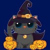 Junior's Design By Humans Black Cat With Jack O Lantern Halloween Shirt By thebeardstudio T-Shirt - 2 of 3
