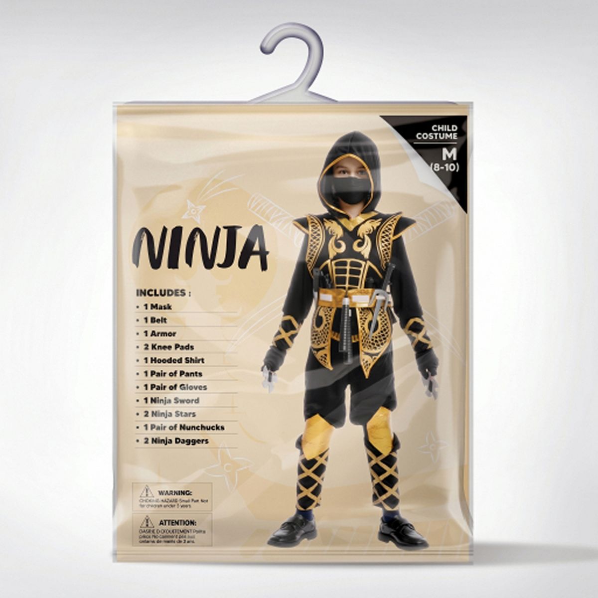 Joyfy Kids' Golden Ninja Halloween Costume Set with Accessories Toys for Kung Fu Outfit Halloween Party - thumbnail 8