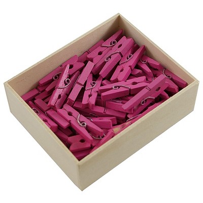 JAM Paper Wood Clip Clothespins Medium 1 1/8 Inch Fuchsia Pink Clothes Pins 230729149