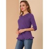 INSPIRE CHIC Women's V Neck 3/4 Sleeve Layered Ruffle Top Blouses - 4 of 4