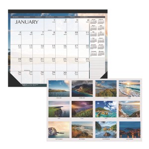 Recycled Earthscapes Desk Pad Calendar, Seascapes Photography, 18.5 x 13, Black Binding/Corners,12-Month (Jan to Dec): 2025 - 1 of 2