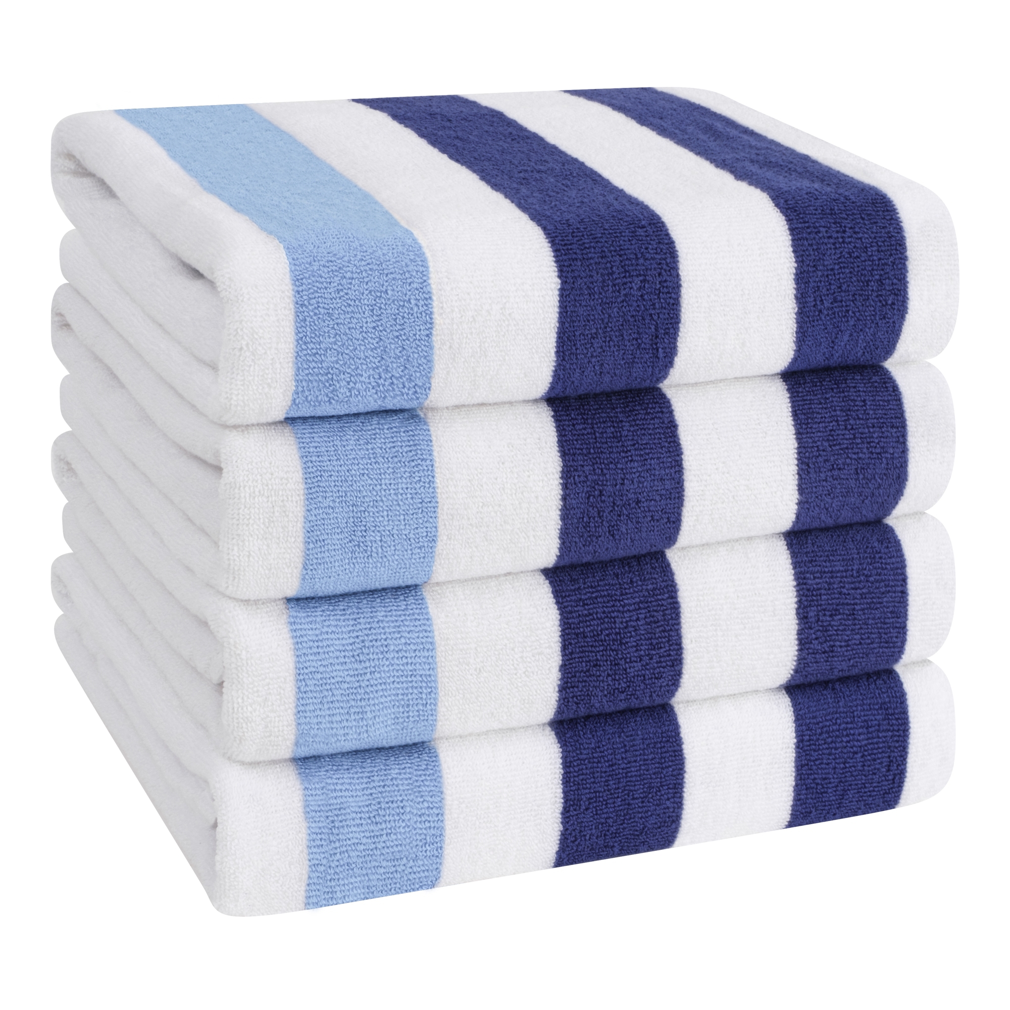American Soft Linen Beach Towel, 100% Cotton Cabana Striped Beach Towel, 30 in by 60 in Soft Absorbent Beach Pool Towel Navy Blue- Sky Blue