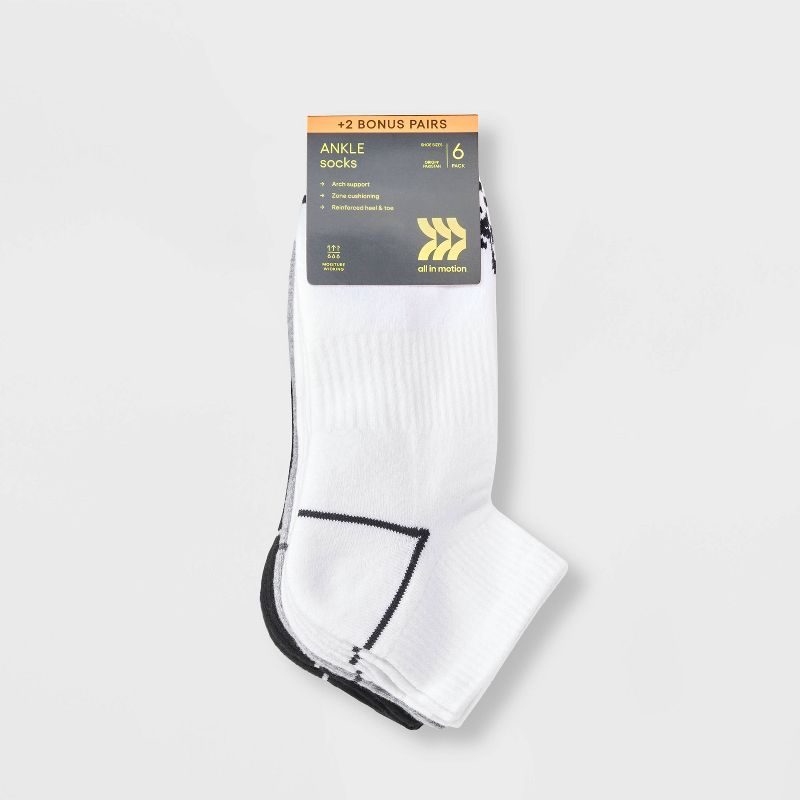 Men&#39;s 6pk+2 Ankle Socks - All In Motion&#8482; 6-12, 3 of 5